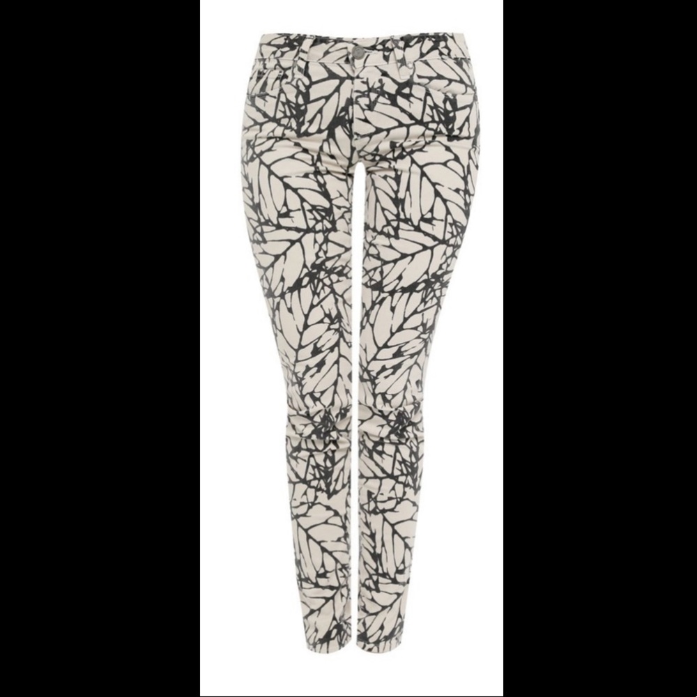 Paige Leaf Print Skyline Skinny Jeans